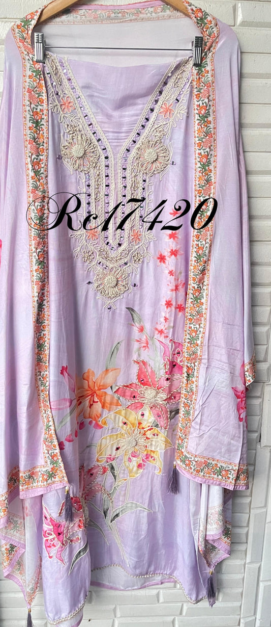 Muslin silk unstitched ladies suit Rc17420