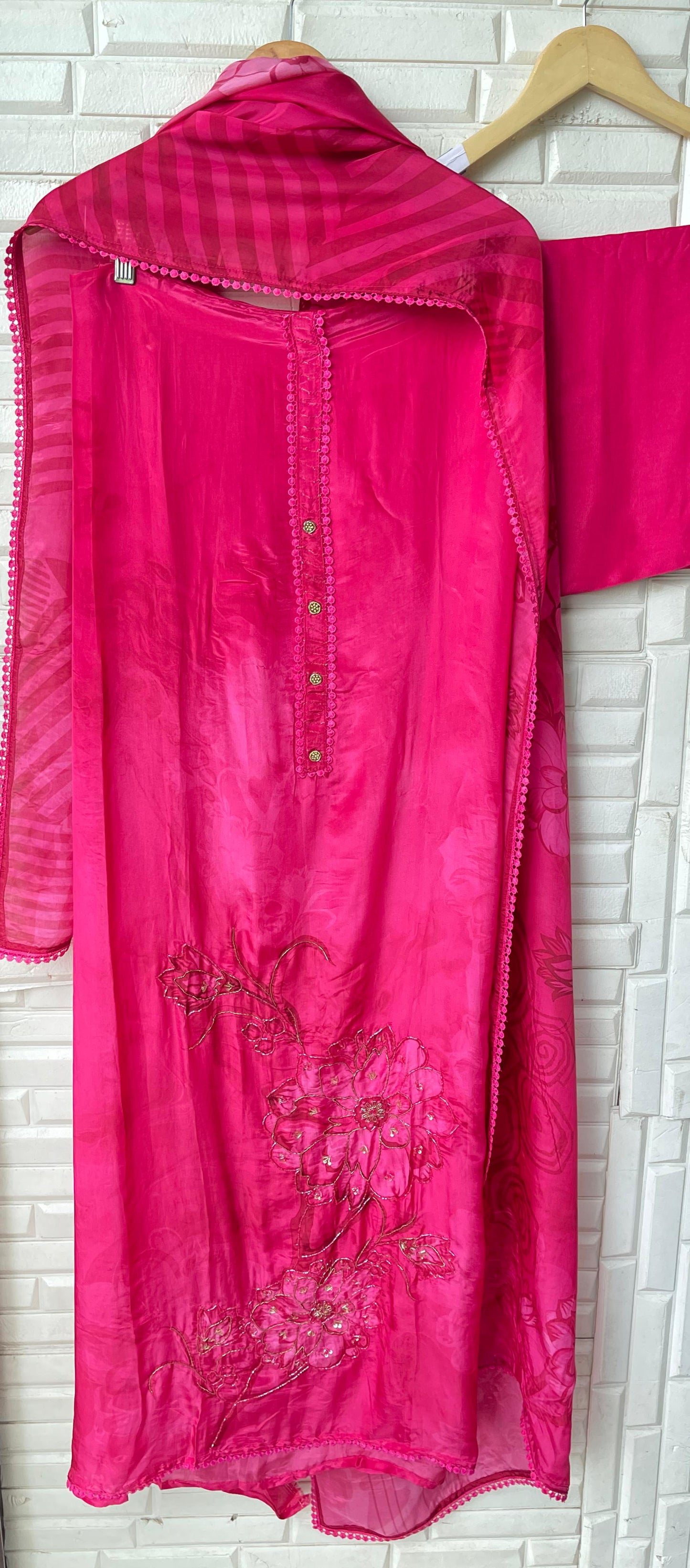 Crepe satin unstitched ladies suit Rc17712 (a)