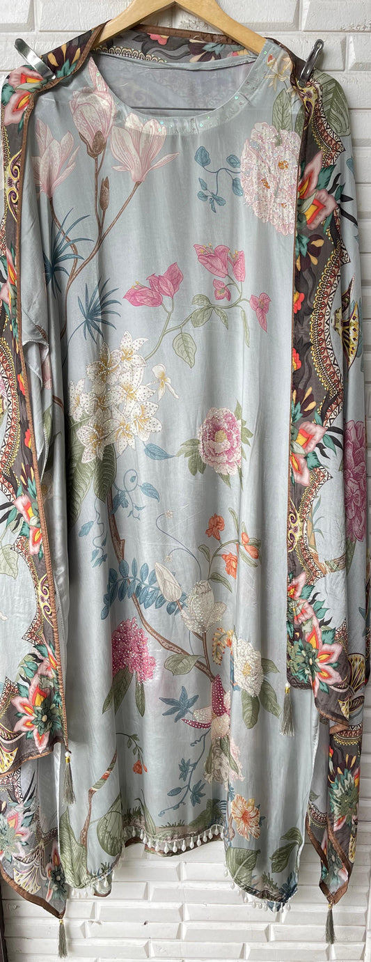 Glass organza unstitched ladies suit Rc17658