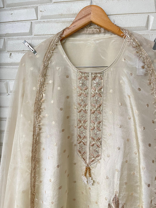 Banarasi Shimmer Silk Unstitched Ladies Suit Rc 17304