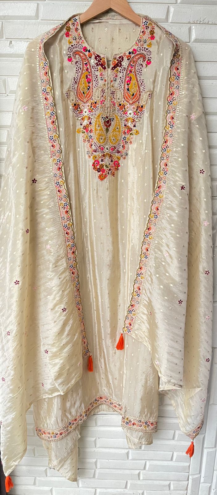 Banarasi shimmer silk unstitched ladies suit Rc17962