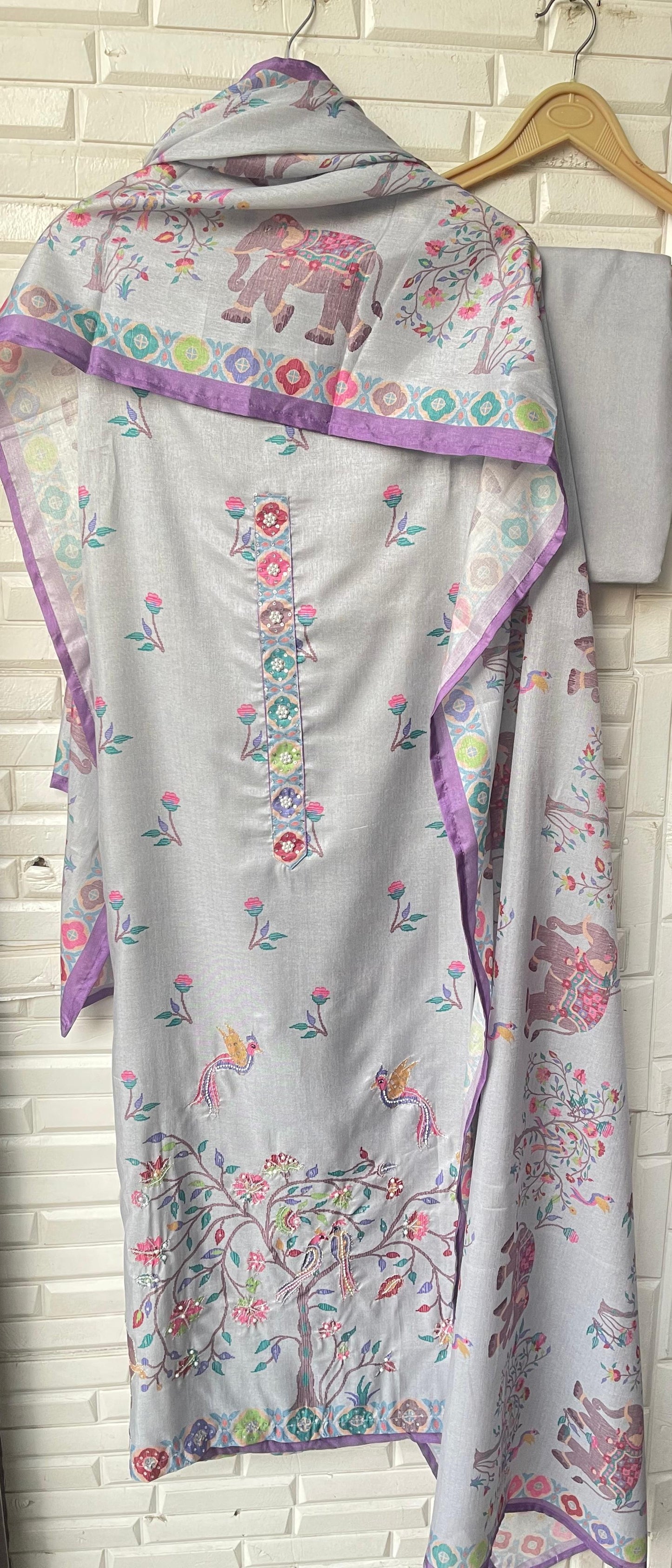 Tassar silk unstitched ladies suit Rc17702