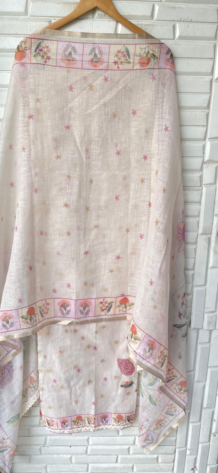 Banarasi Kora Linen Unstitched Ladies suit Rc17043