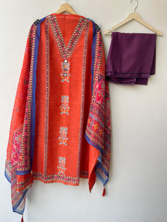 Cotten linen printed ladies unstitched suit Rc18833