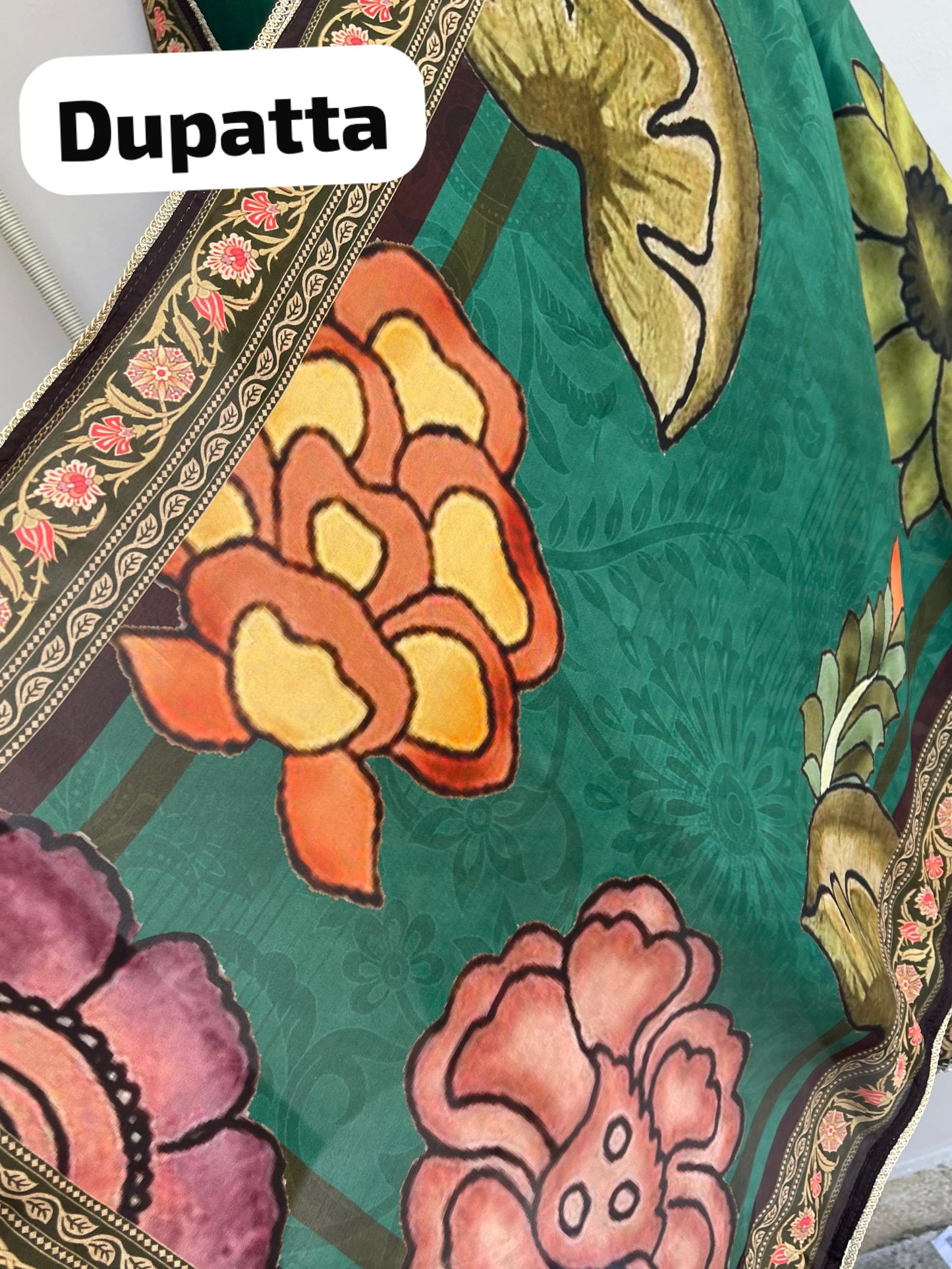 Crape satin unstitched ladies suit Rc17884