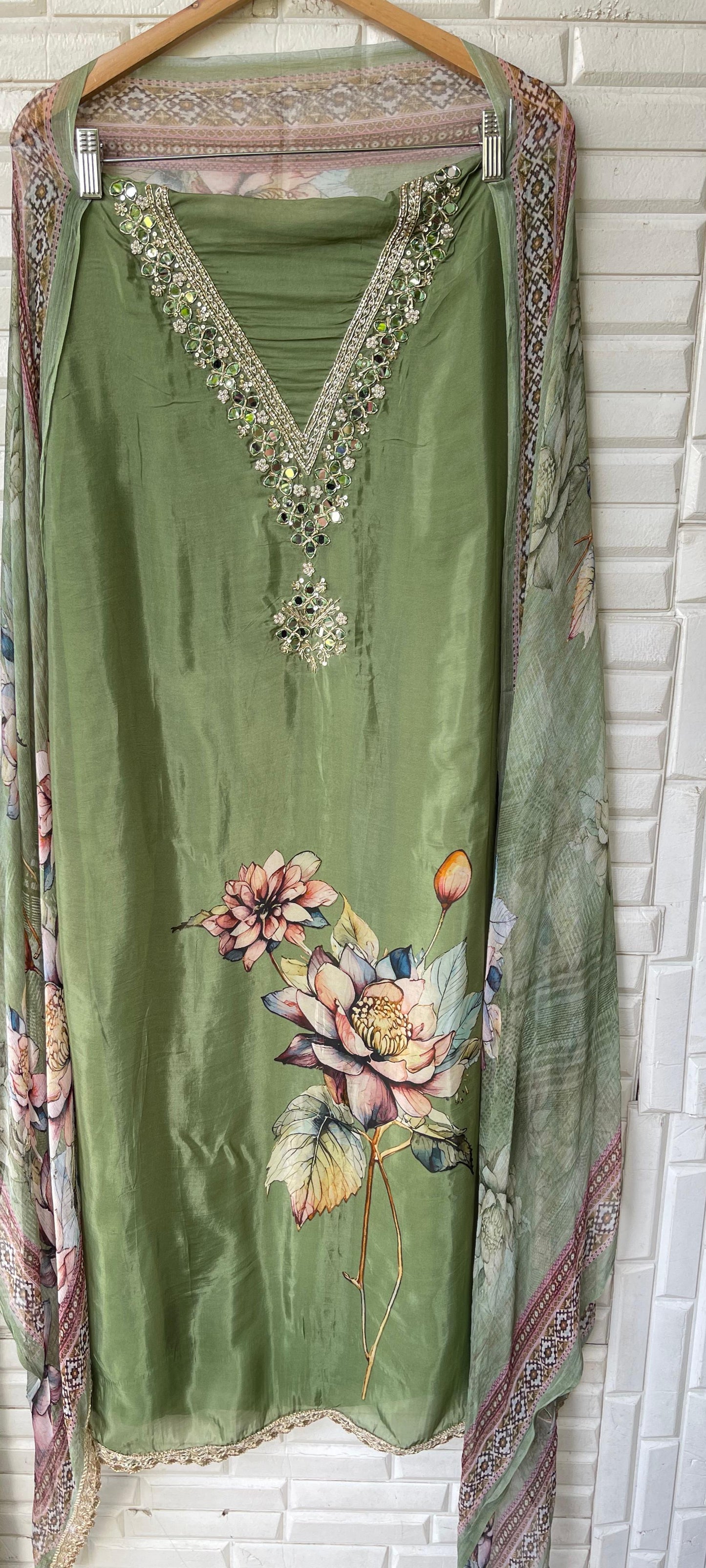 Glass organza unstitched ladies suit Rc17387