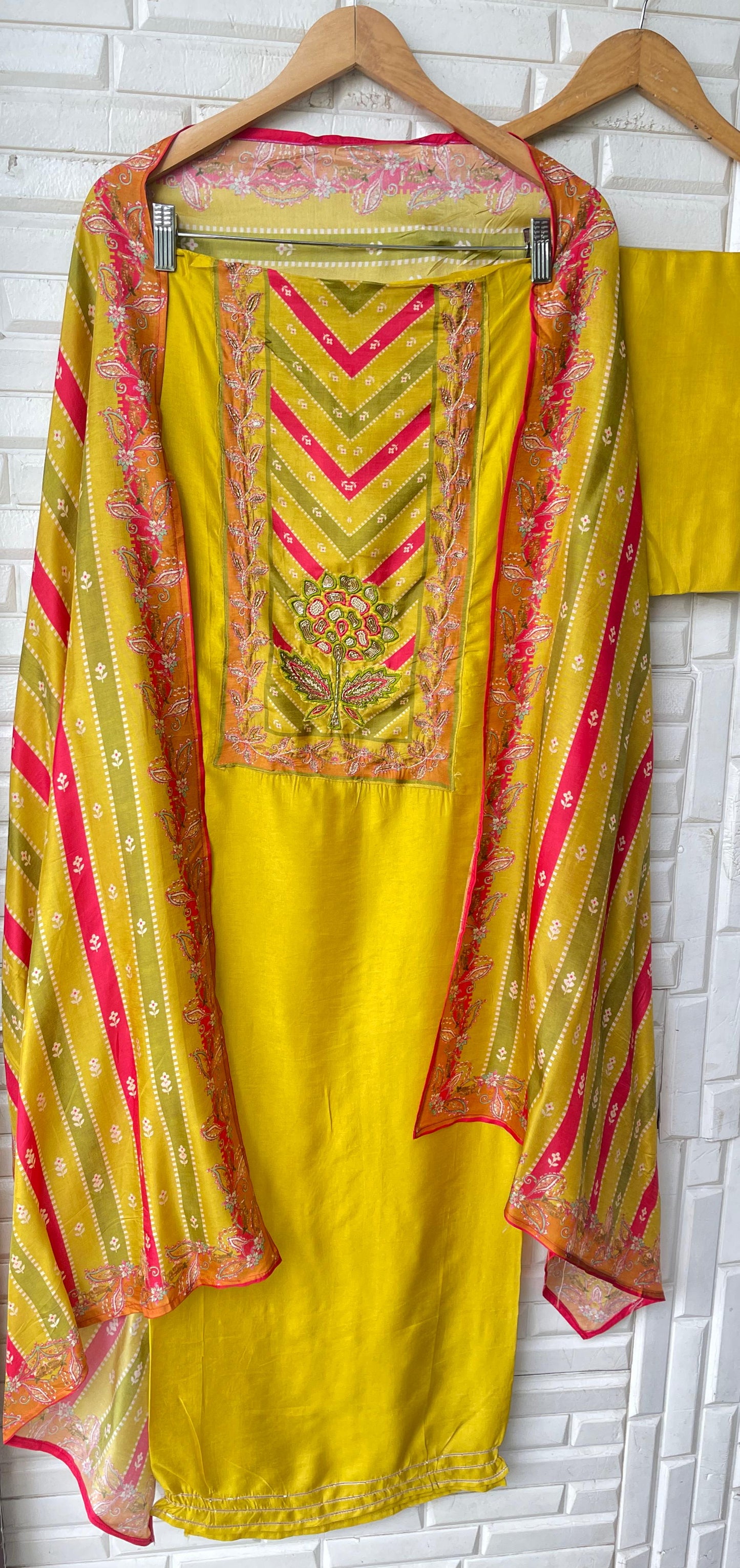 Tassar silk unstitched ladies suit Rc17640