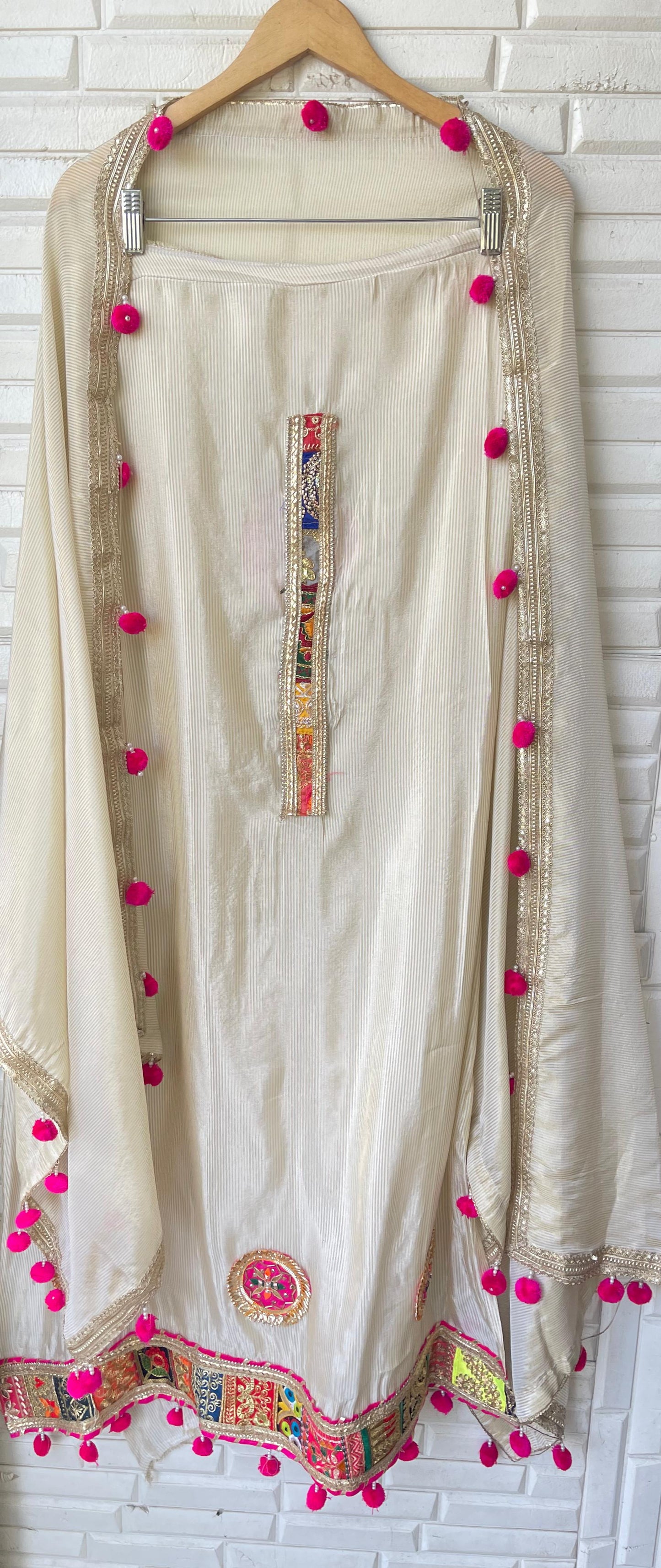 Banarasi shimmer silk unstitched ladies suit Rc17824