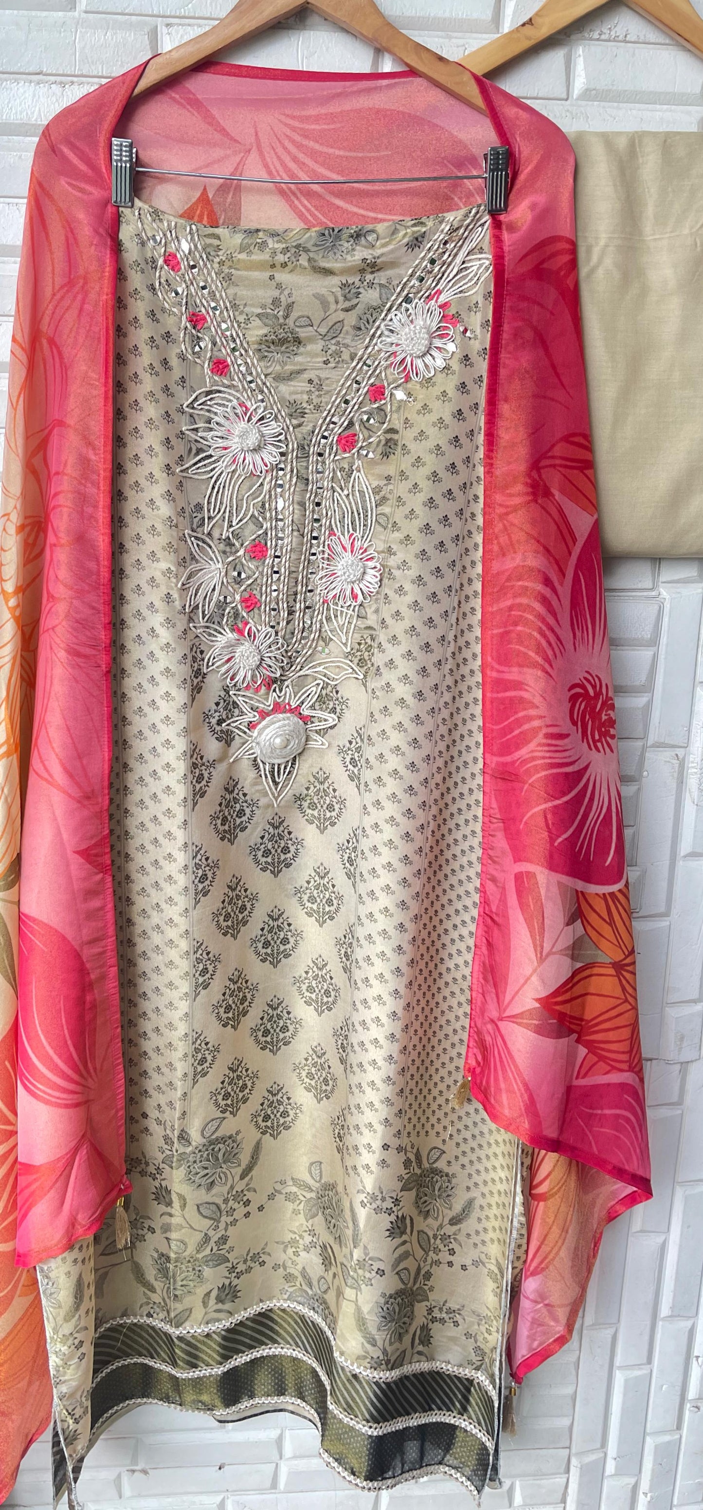 Shimmer silk unstitched ladies suit Rc17645