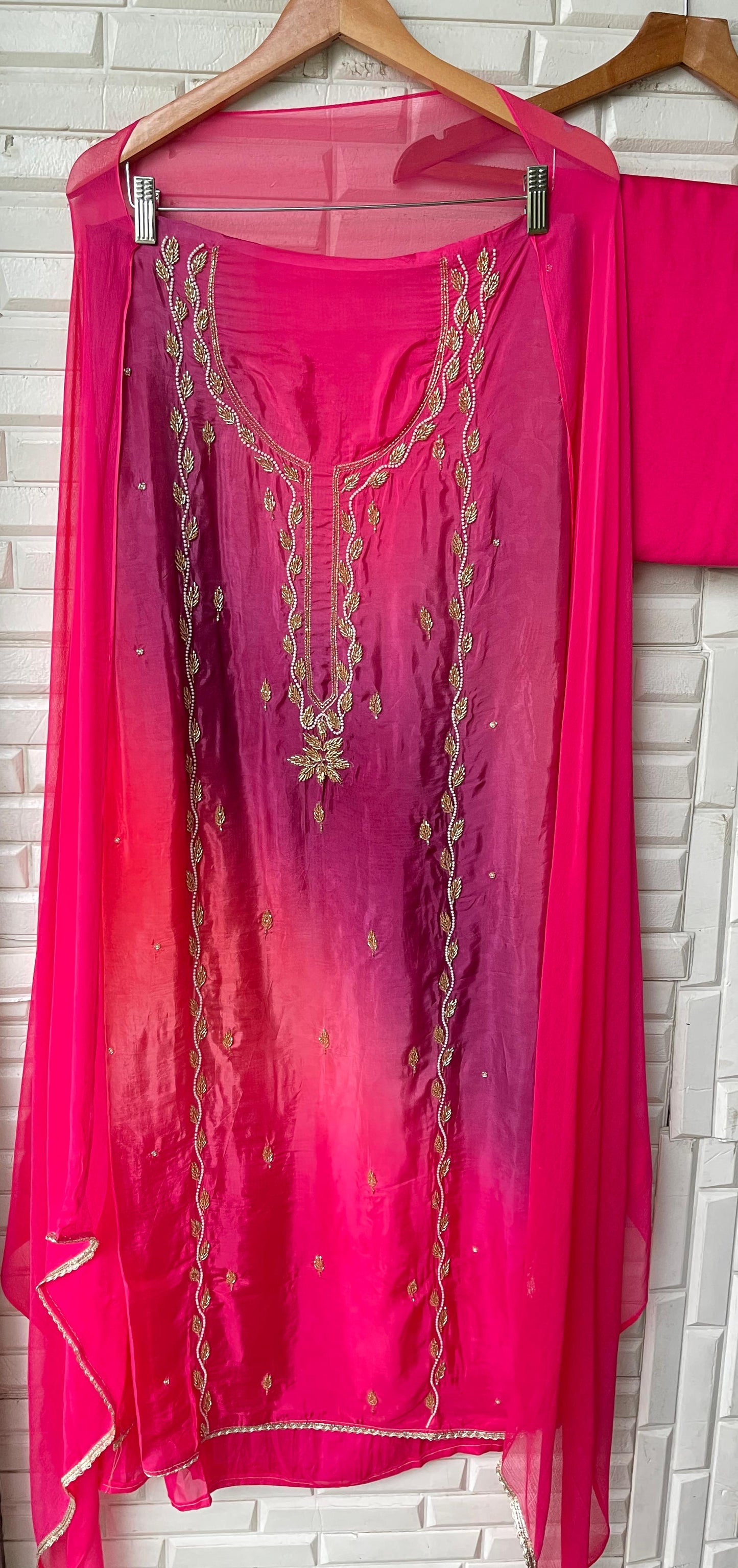 Glass organza unstitched ladies suit Rc17454