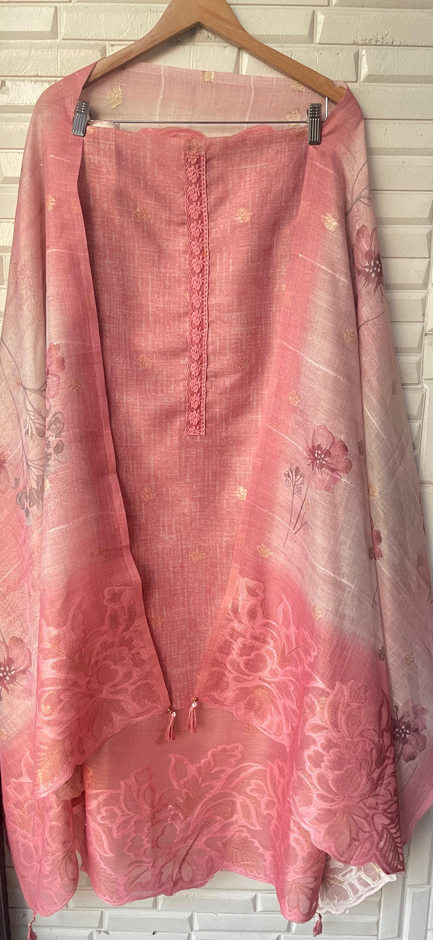 Banarasi shimmer linen unstitched ladies suit Rc17732