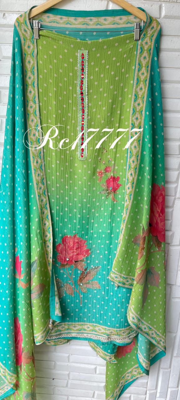 Crushed shimmer tissue unstitched ladies suit Rc17777 (c)