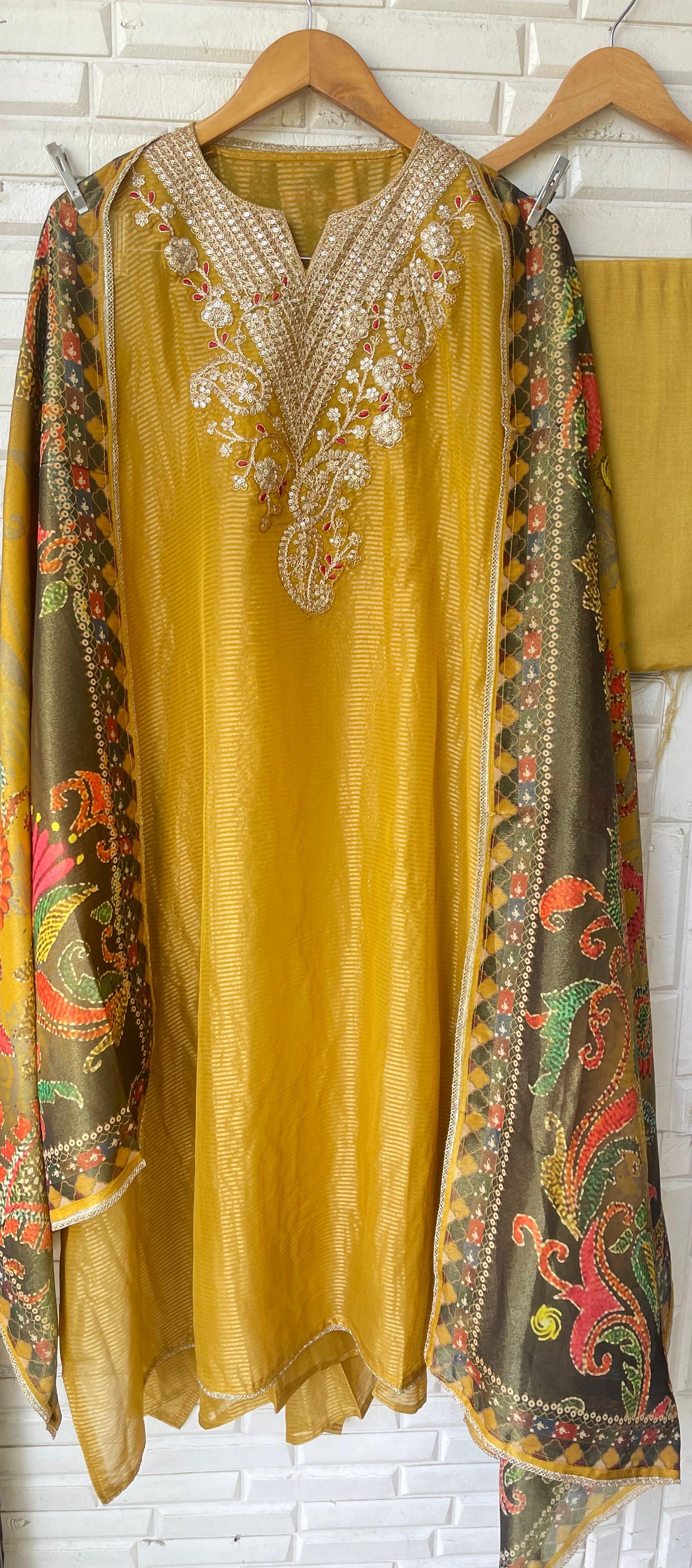 Shimmer silk unstitched ladies suit Rc17827