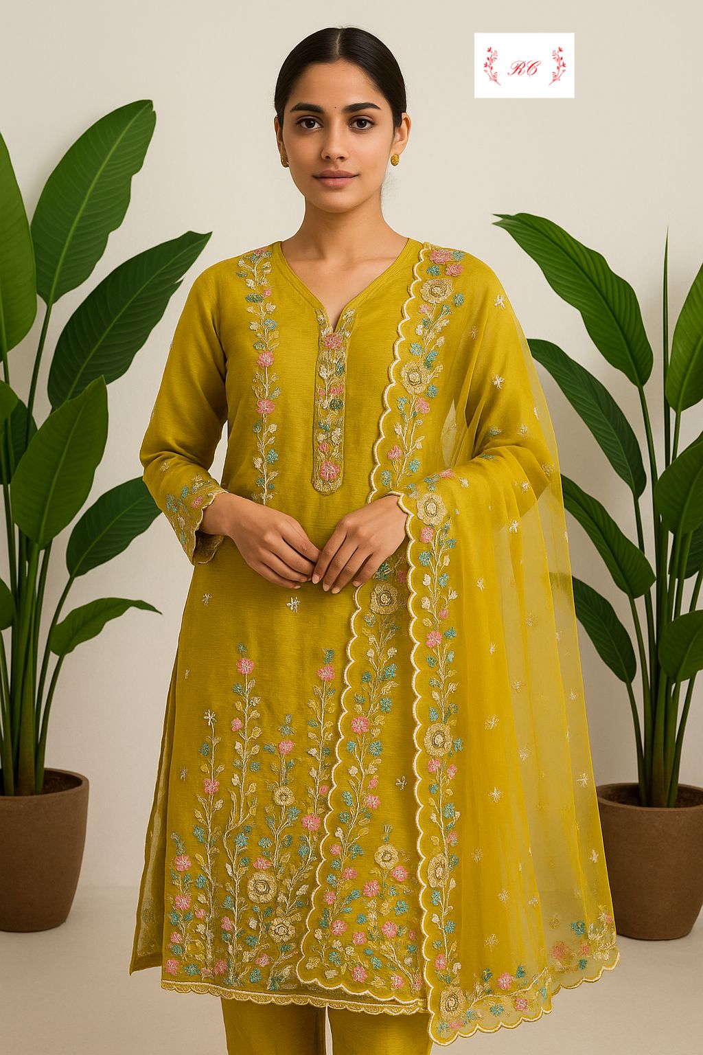 Self shimmer silk unstitched ladies suit Rc17610