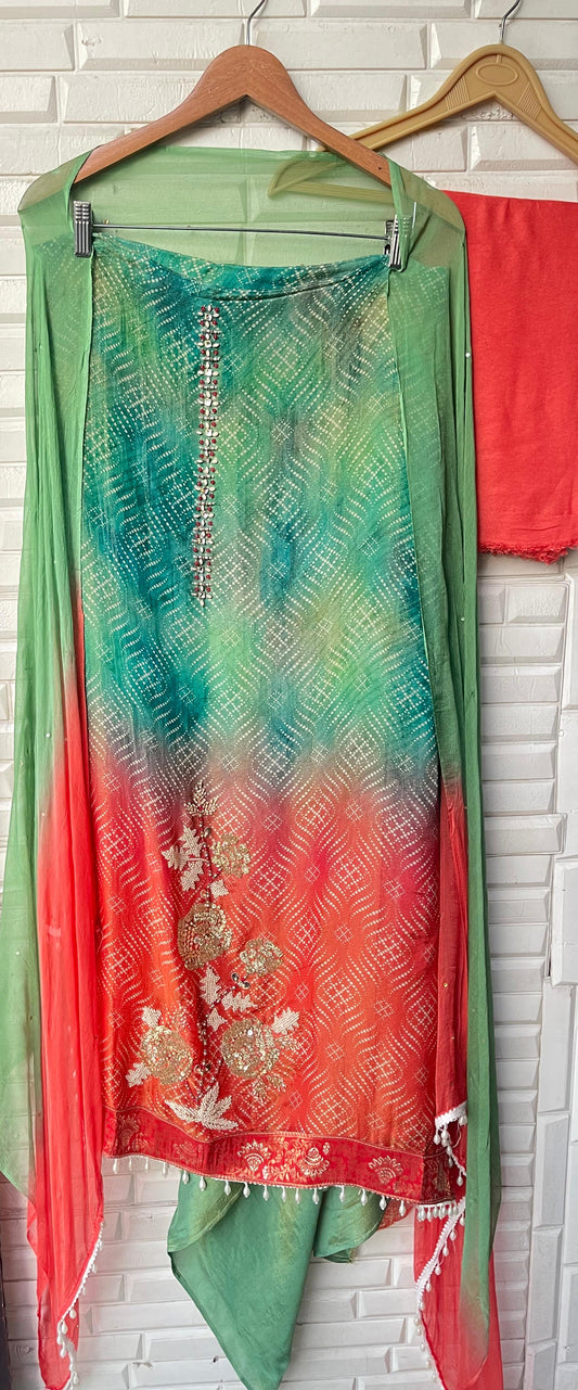 Tissue shimmer silk unstitched ladies suit Rc17736 (b)