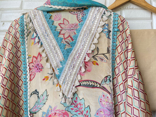 Shimmer silk unstitched ladies suit Rc17511