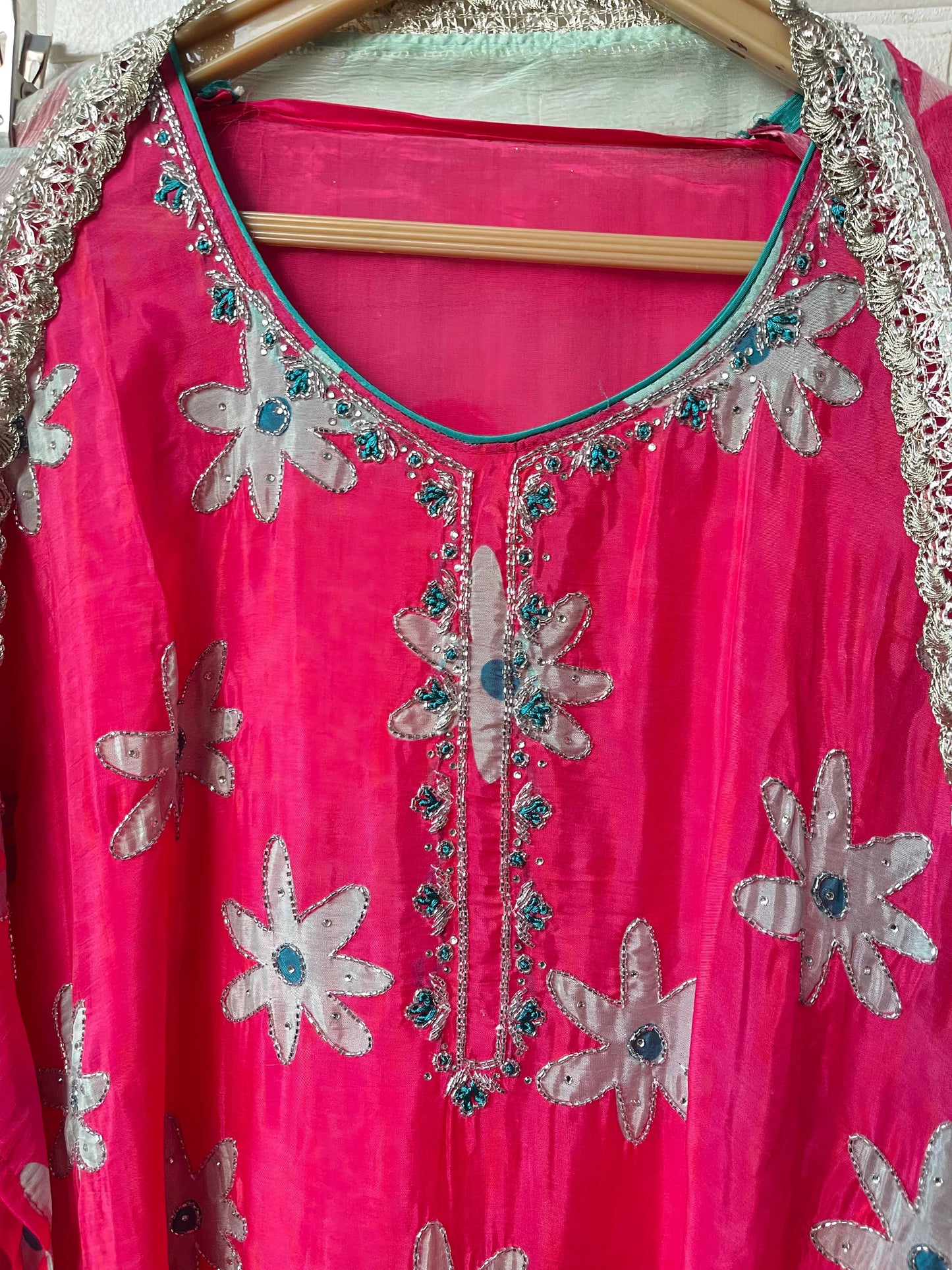 Organza silk unstitched ladies suit Rc17515