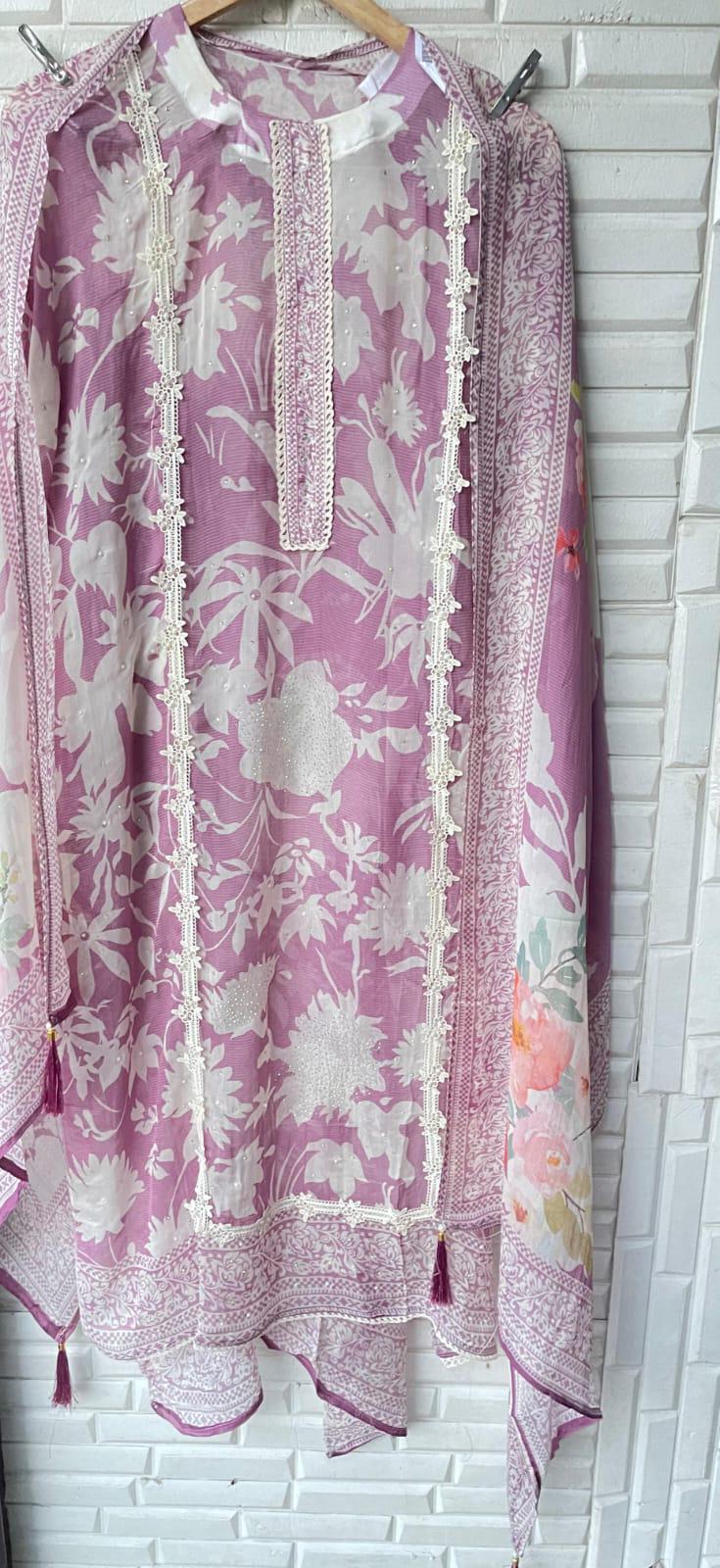 Organza unstitched ladies suit Rc17180