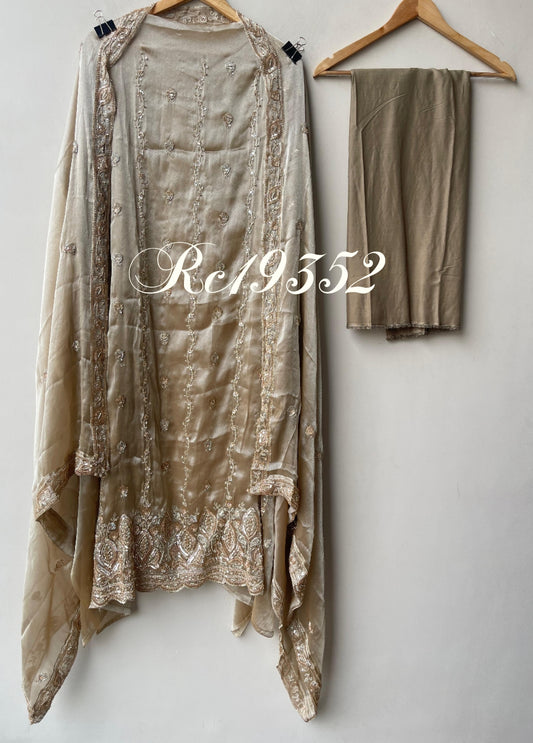 Shimmer glass silk fabric unstitched ladies suit