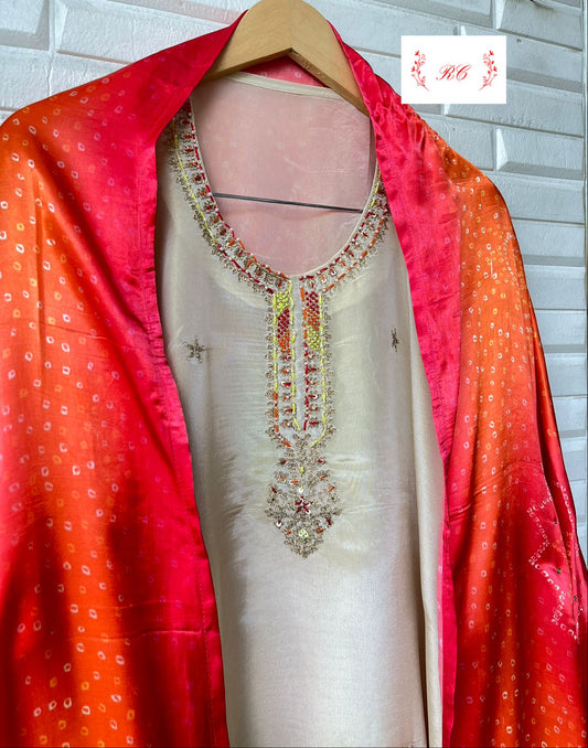 Shimmer silk unstitched ladies suit Rc15339