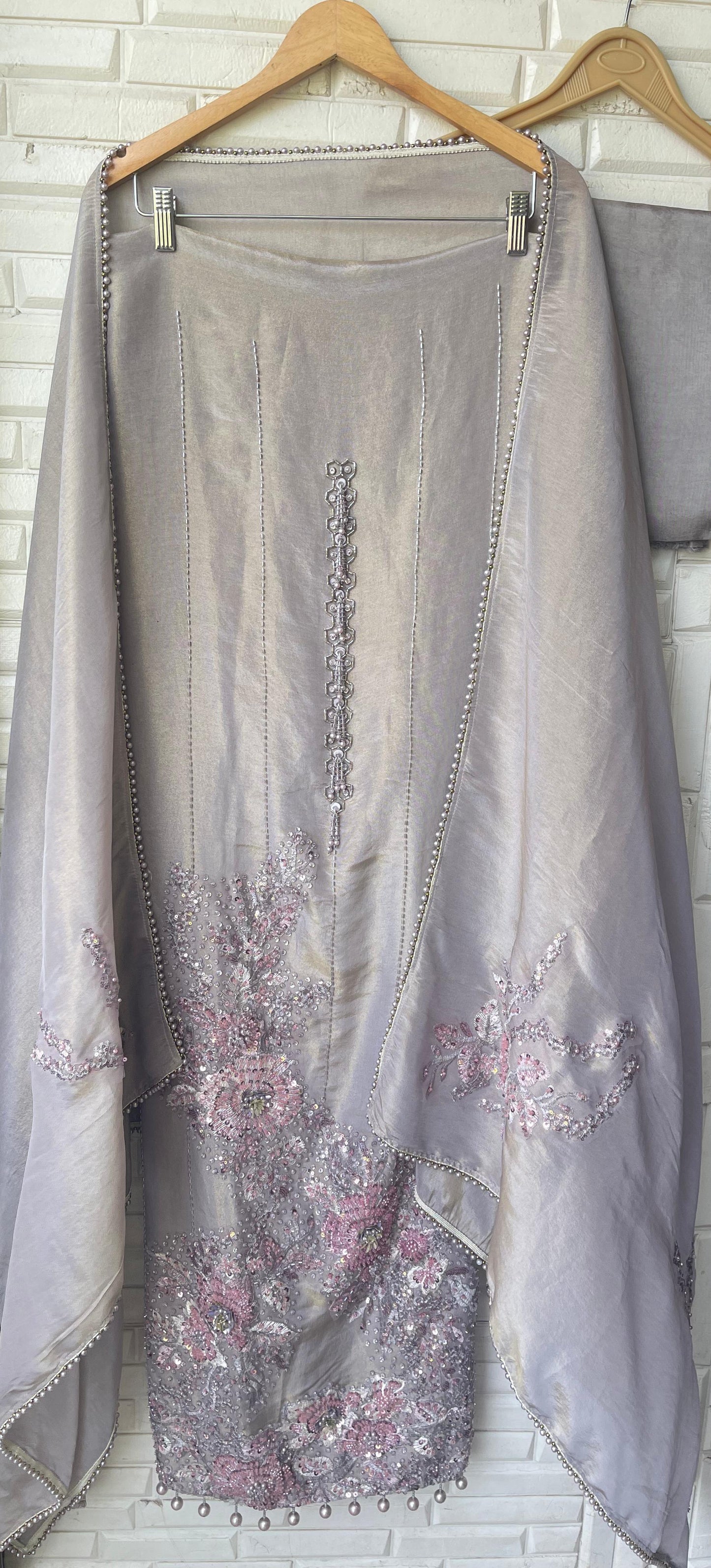 Pure shimmer silk unstitched ladies suit Rc17739