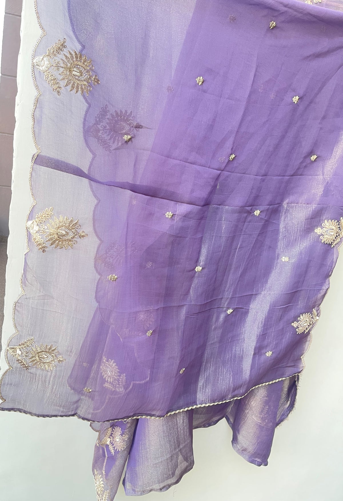 Elegant Shimmer Tissue Organza Unstitched 3 Pcs Suit Set