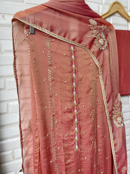 Crushed chinnon silk unstitched ladies suit Rc17661 (a)