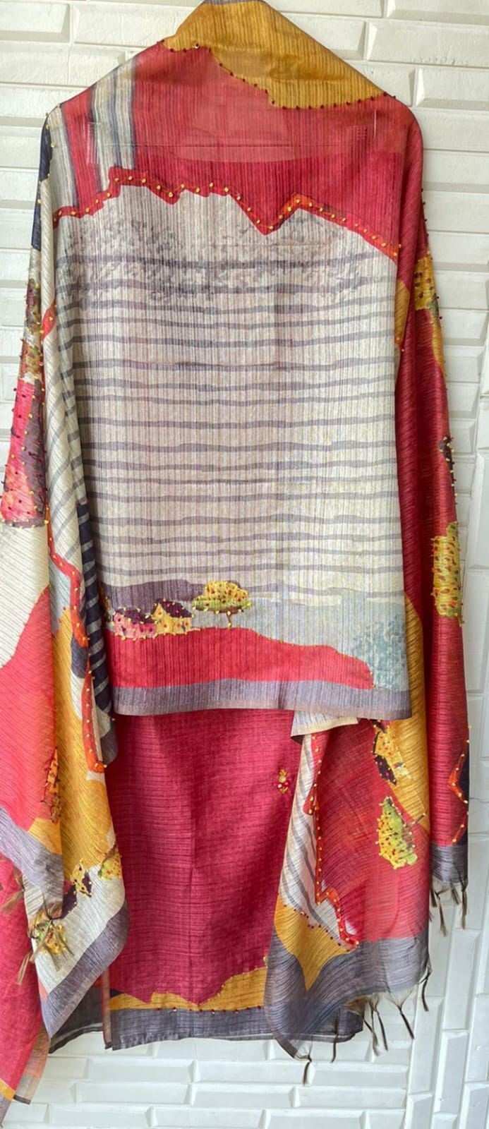 Pure Tassar Silk Unstitched Ladies suit Rc 15468