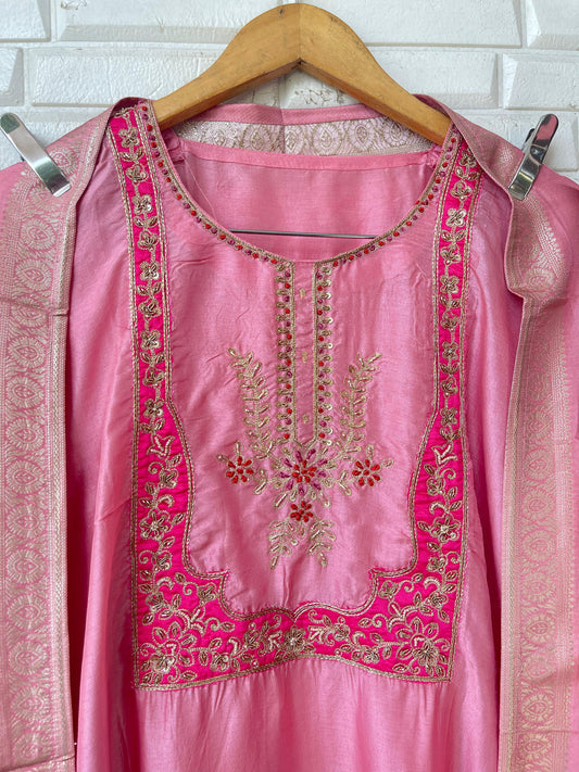 Tassar silk unstitched ladies suit Rc17845