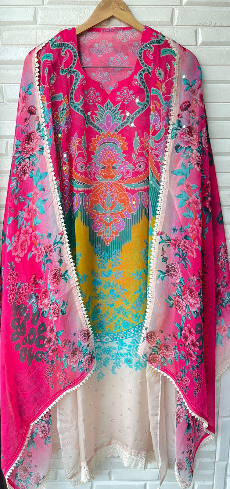 Organza Printed Semi Stitched Ladies Suit Rc15421