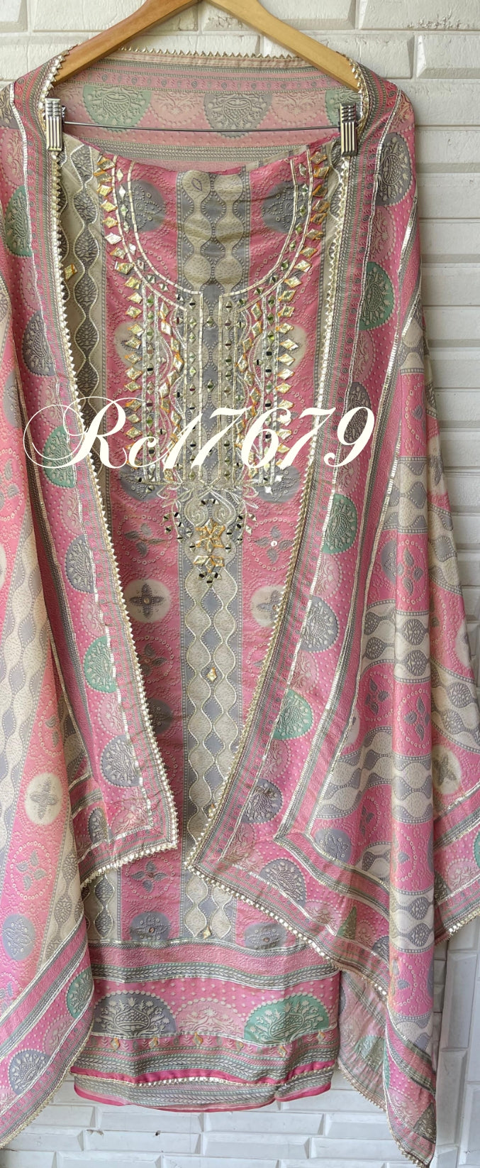 Shimmer tassar silk unstitched ladies suit Rc17679 (b)