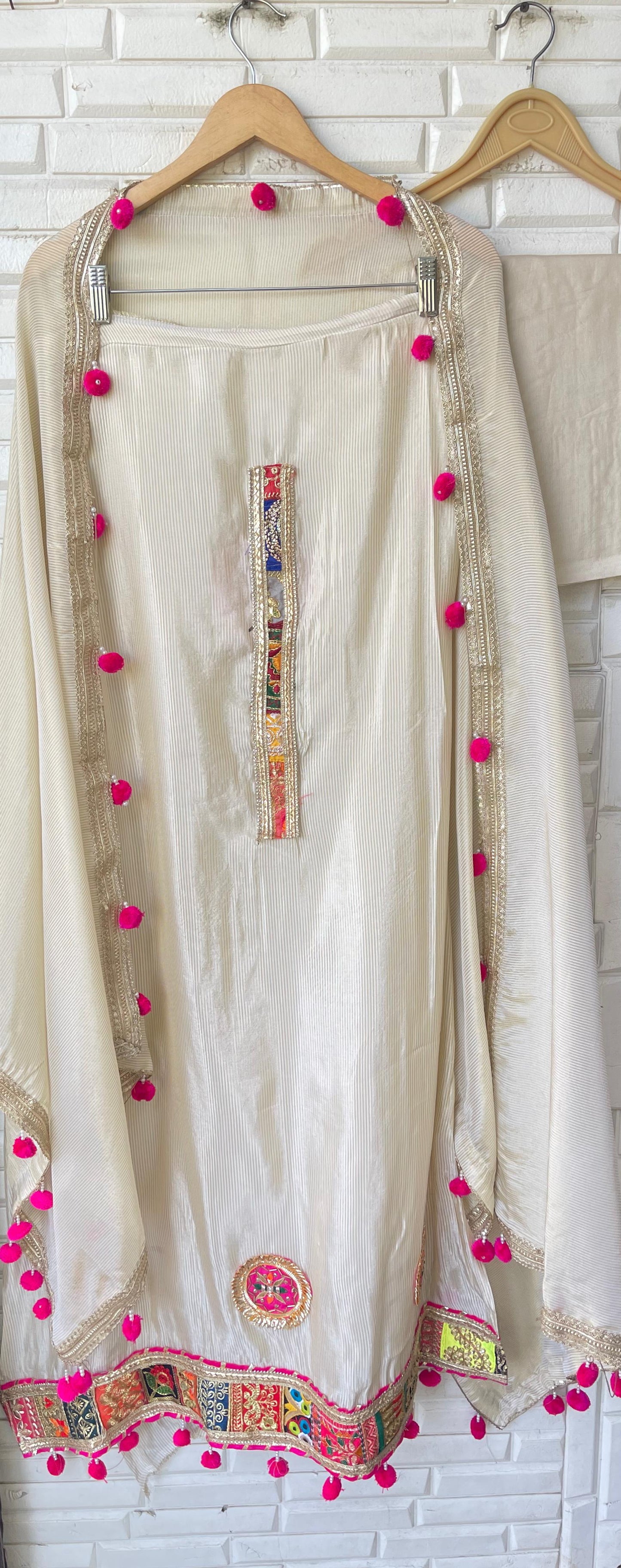 Banarasi shimmer silk unstitched ladies suit Rc17824