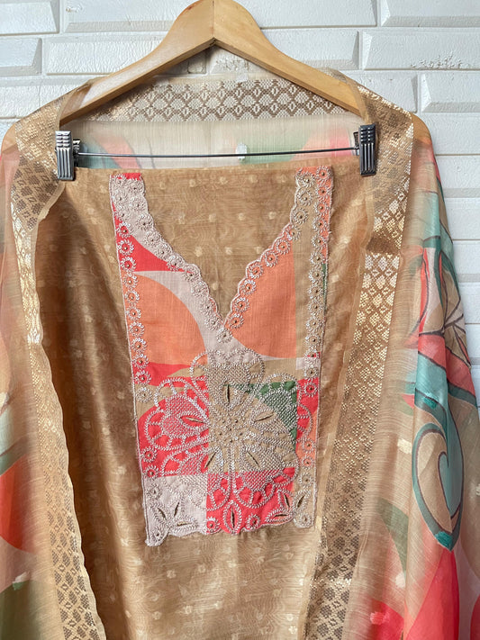 Linen chanderi unstitched ladies suit Rc17590 (a)