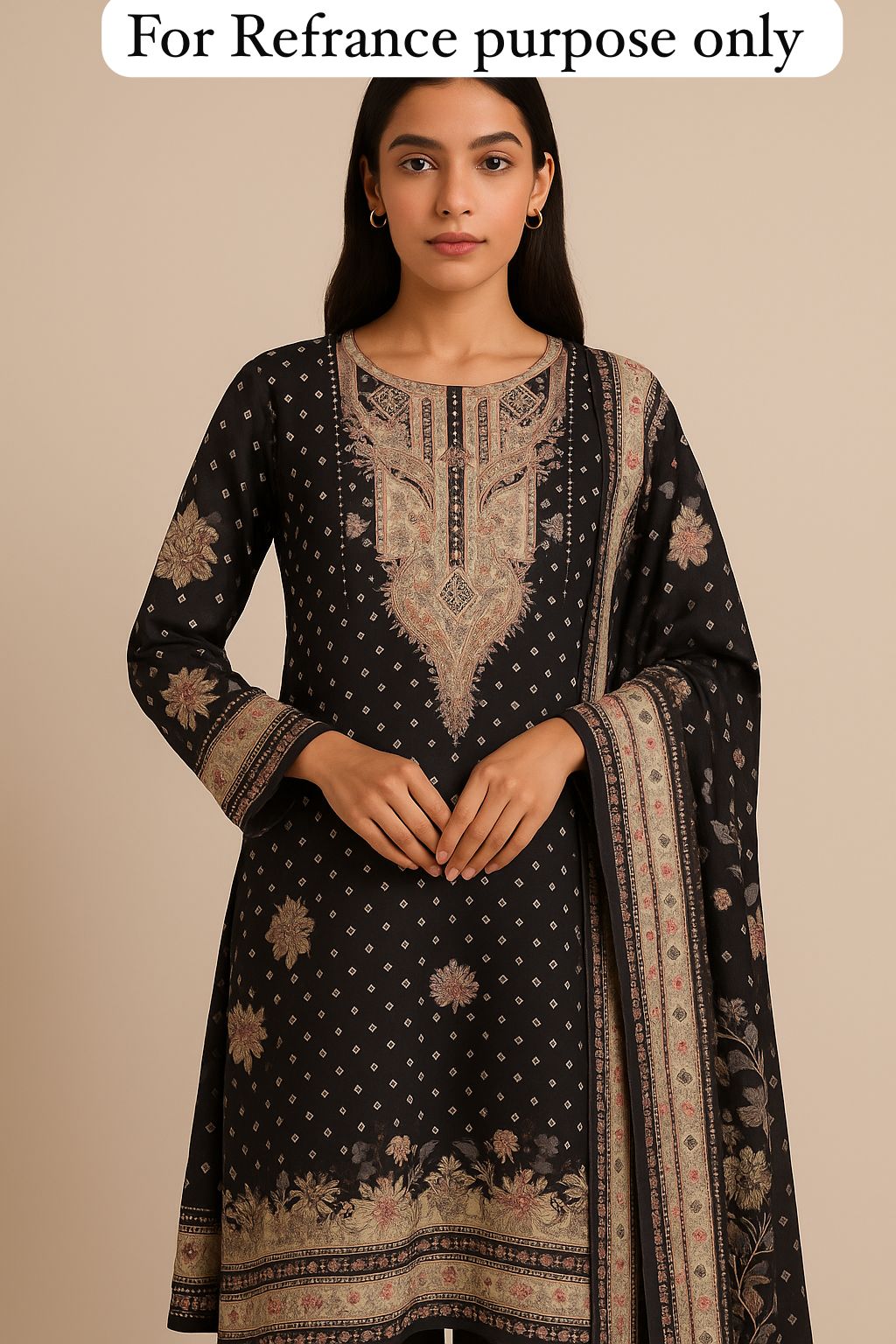 Crape satin unstitched ladies suit Rc17705