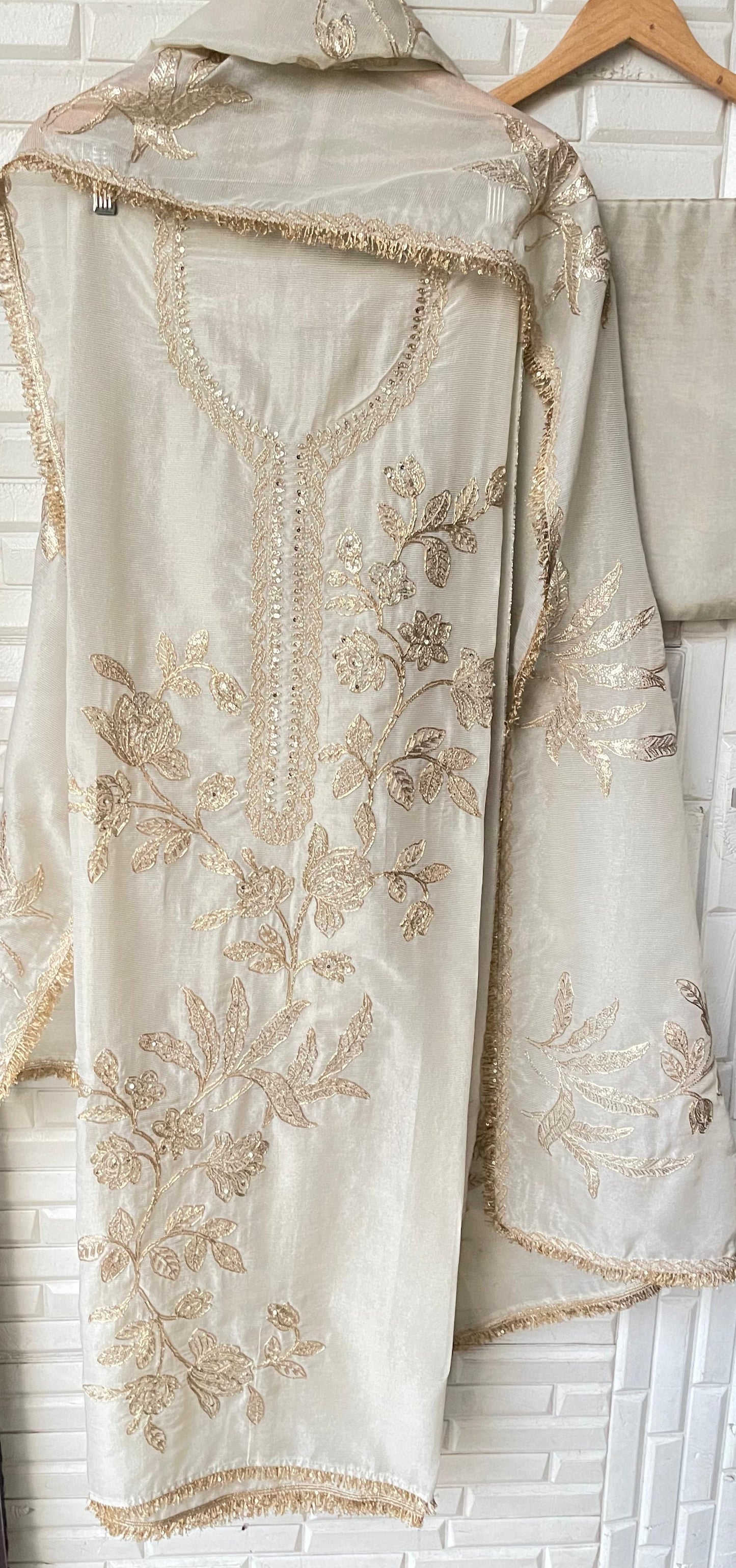 Weaving shimmer silk unstitched ladies suit Rc17689(c)