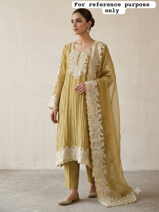 Pure Shimmer Tissue Ladies Unstitched Suit with Patchwork RC-19195(B) - Royal Chic by Priti (photo 2)