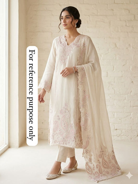 Glass organza unstitched salwar suit with kutdana pearl embroidery and cutwork – RoyalChicByPriti
