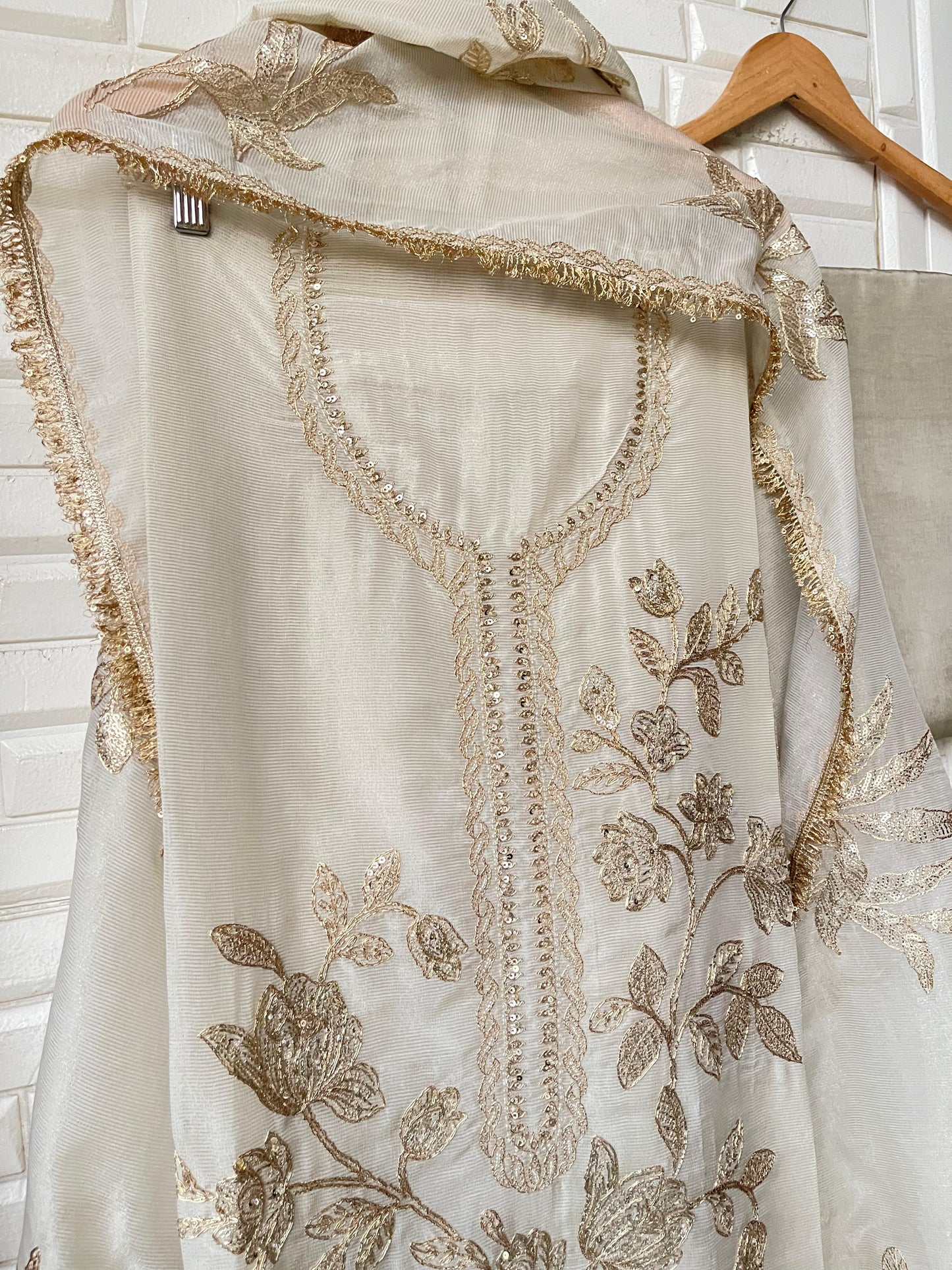 Weaving shimmer silk unstitched ladies suit Rc17689(c)