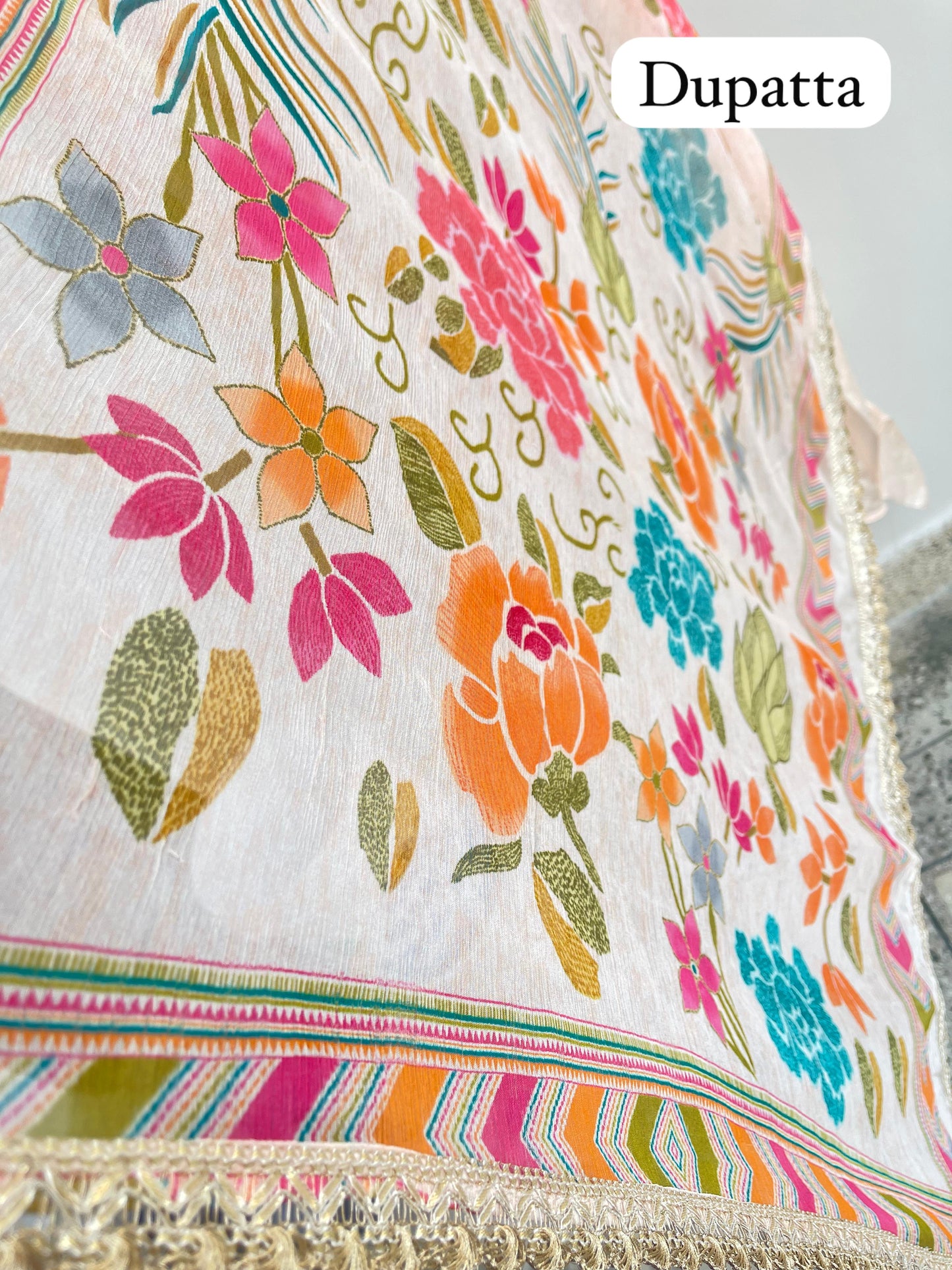 Glass organza unstitched ladies suit Rc17897