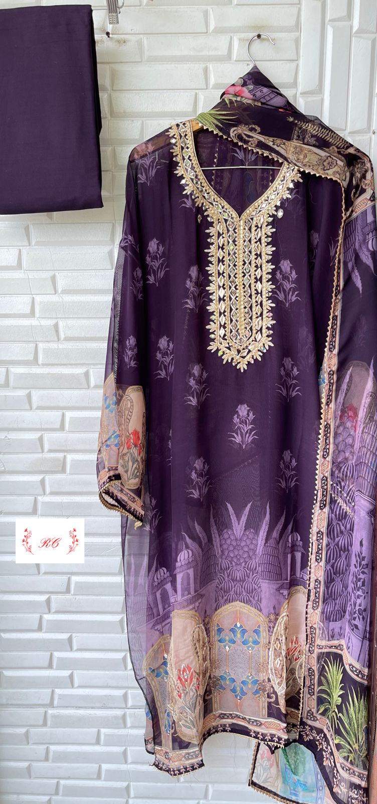 Organza unstitched ladies suit Rc15161