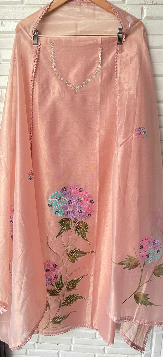 Shimmer silk organza unstitched ladies suit Rc17806