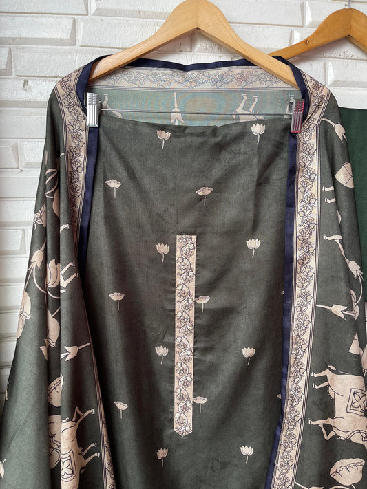 Tasser silk unstitched ladies suit Rc17575