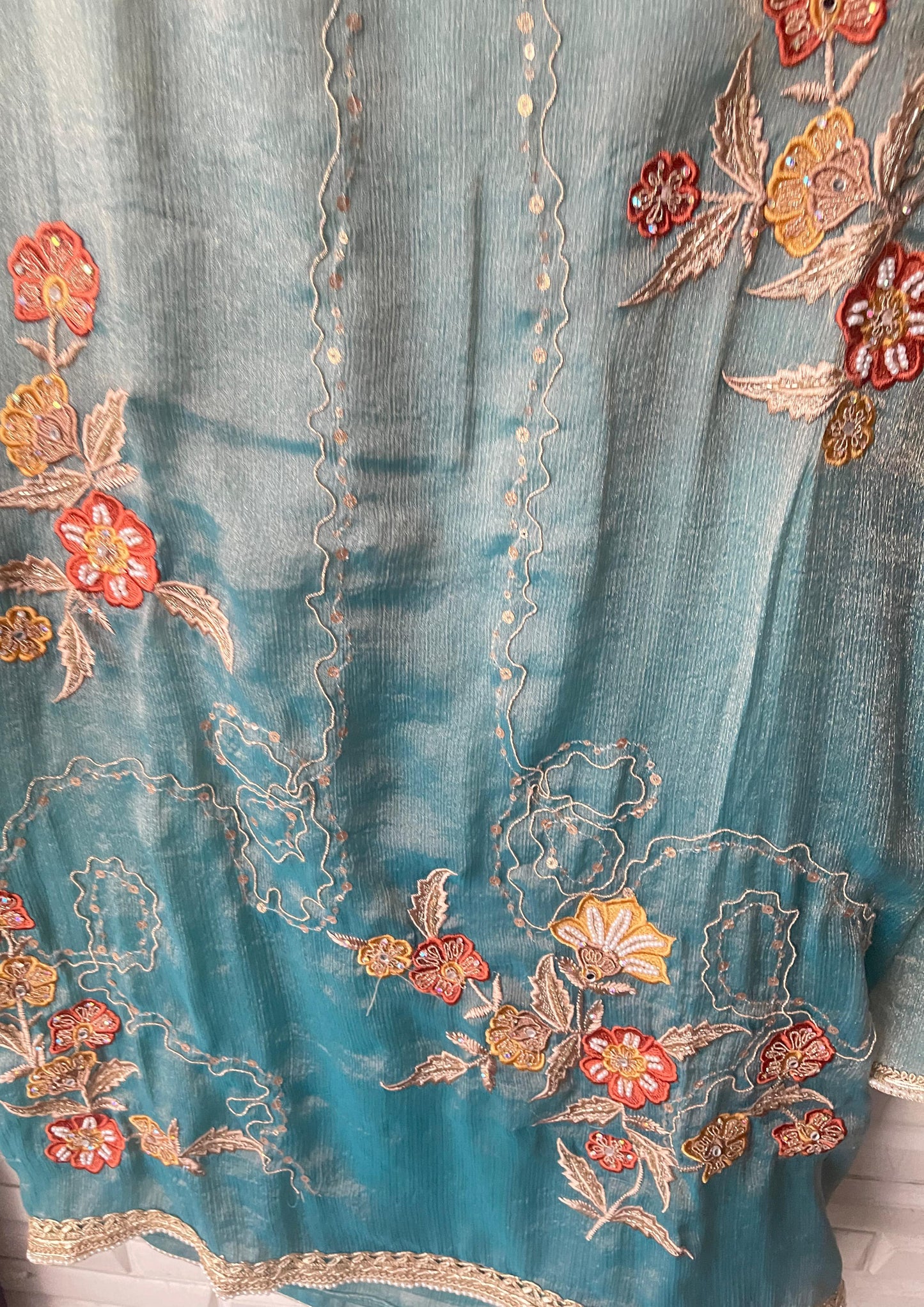 Self crushed shimmer chinon unstitched ladies suit Rc17788 (a)