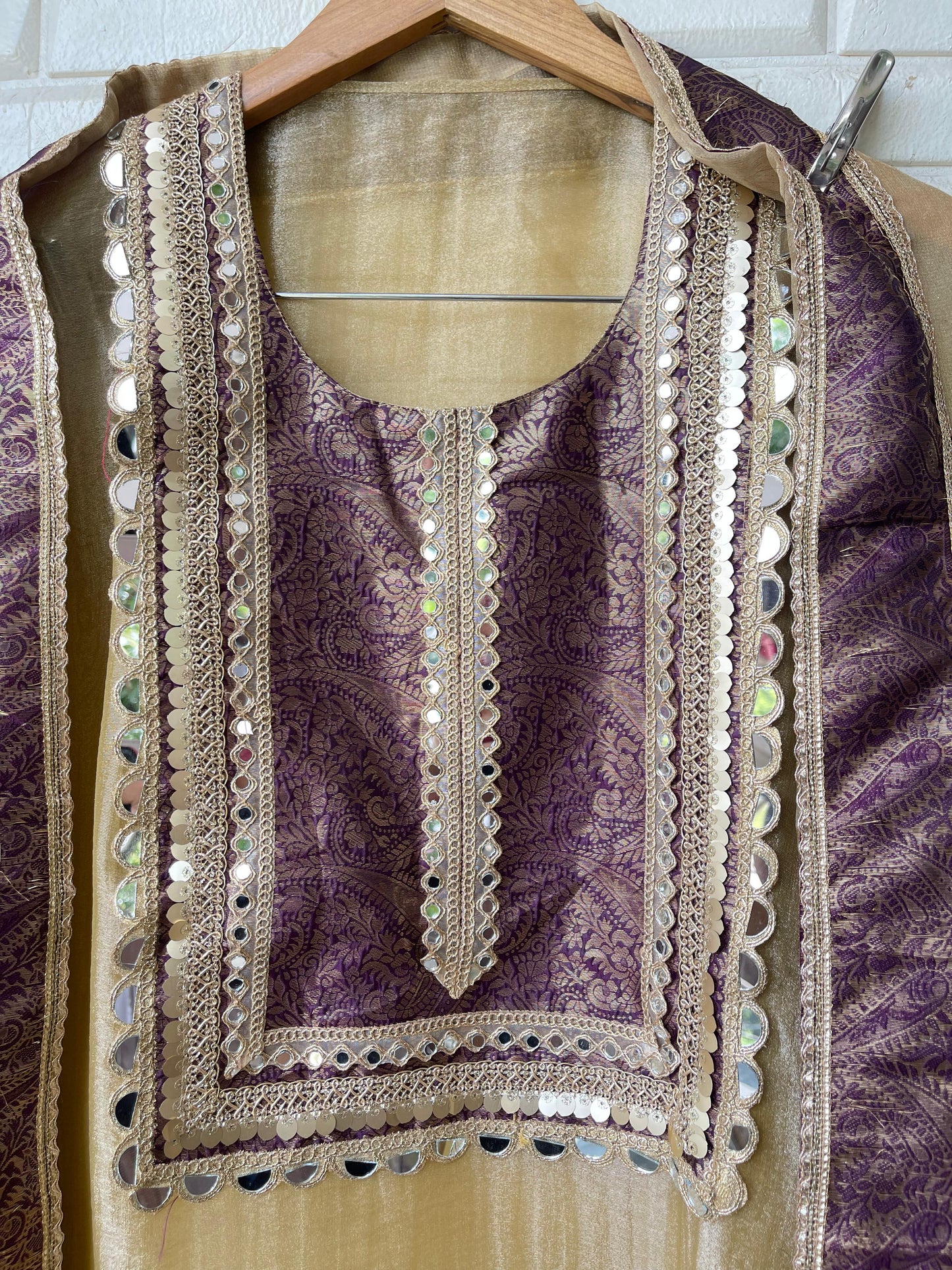 Crushed shimmer tissue unstitched ladies suit Rc17763 (b)