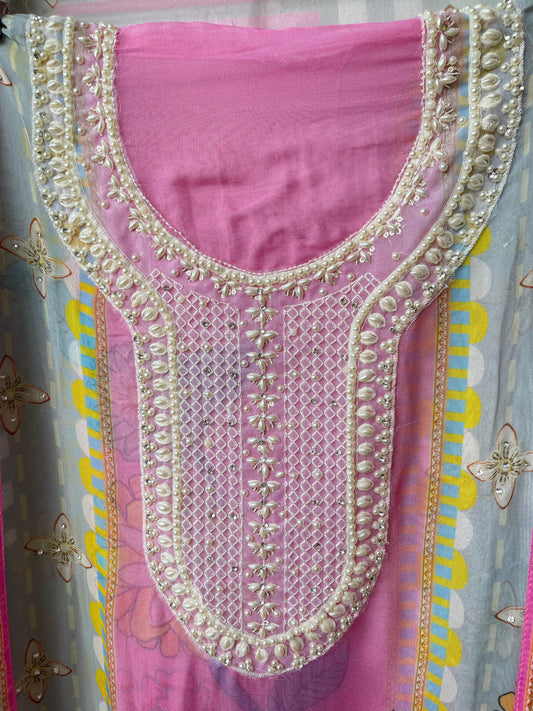 Organza unstitched ladies suit Rc17498