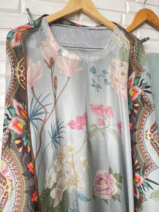 Glass organza unstitched ladies suit Rc17644