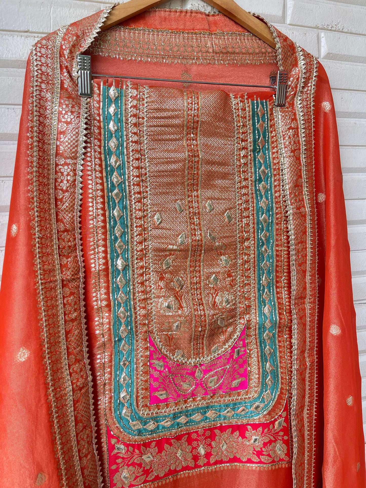Banarasi shimmer silk unstitched ladies suit Rc17668 (c)