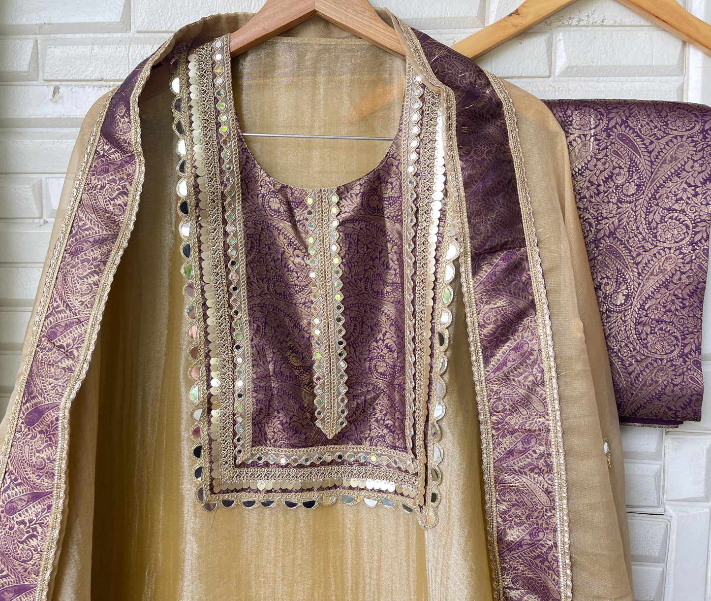 Crushed shimmer tissue unstitched ladies suit Rc17763 (b)