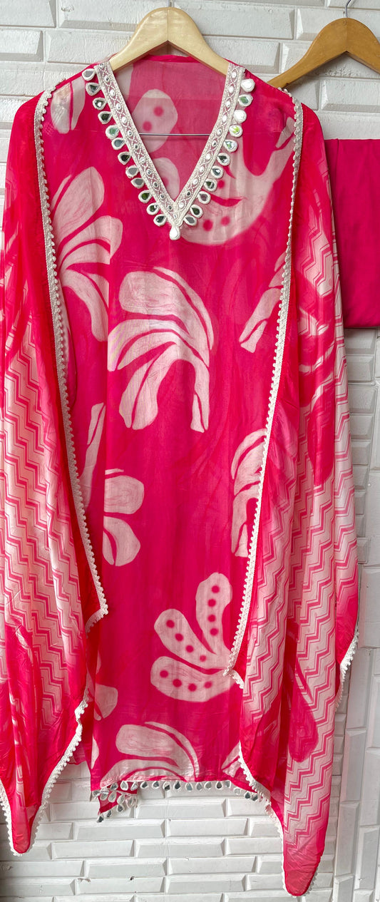 Crepe satin unstitched ladies suit Rc17659