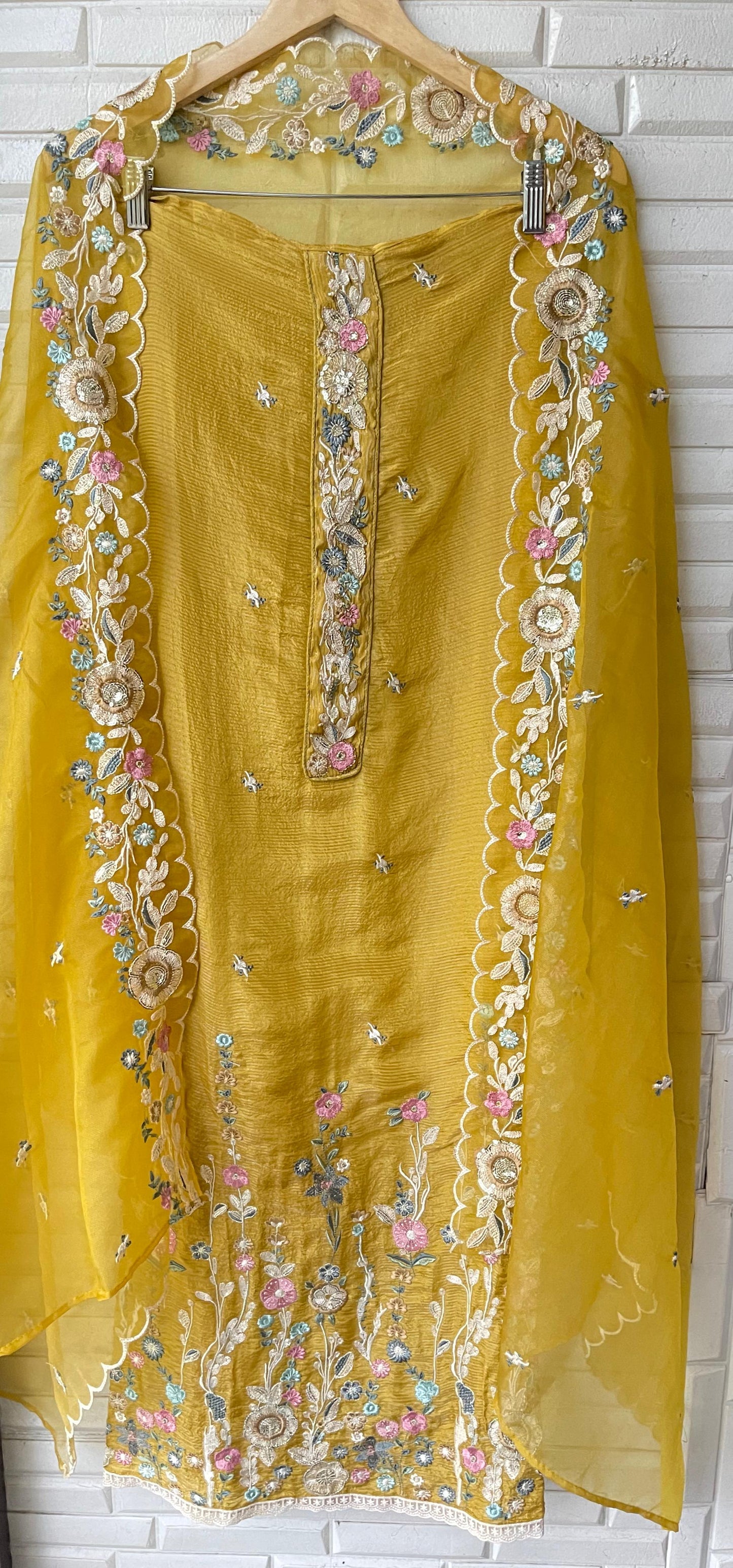Self shimmer silk unstitched ladies suit Rc17610